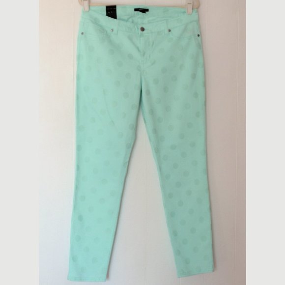 Forever 21 Denim - NWT FOREVER 21 MINT GREEN POLKA DOT SKINNY PANT 31